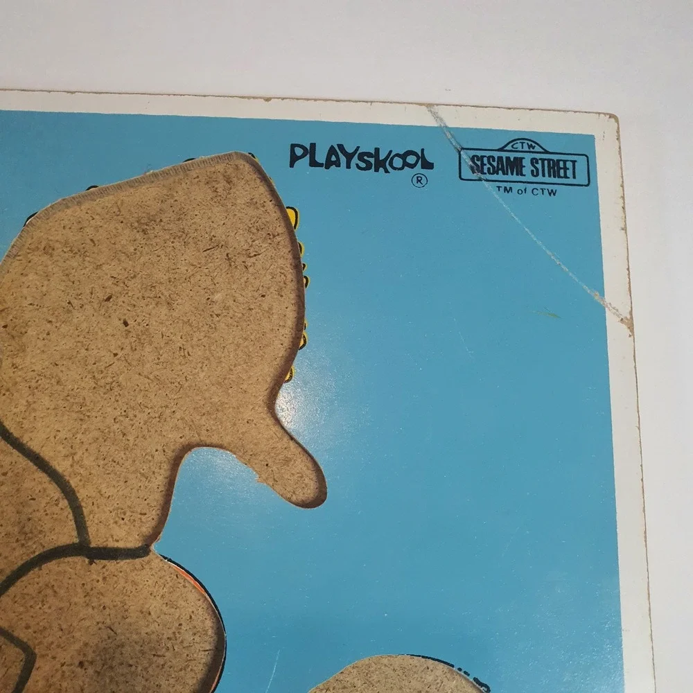 Vintage 1979 Playskool Sesame Street Wood Tray Puzzles Big‎ Bird Cookie Monster